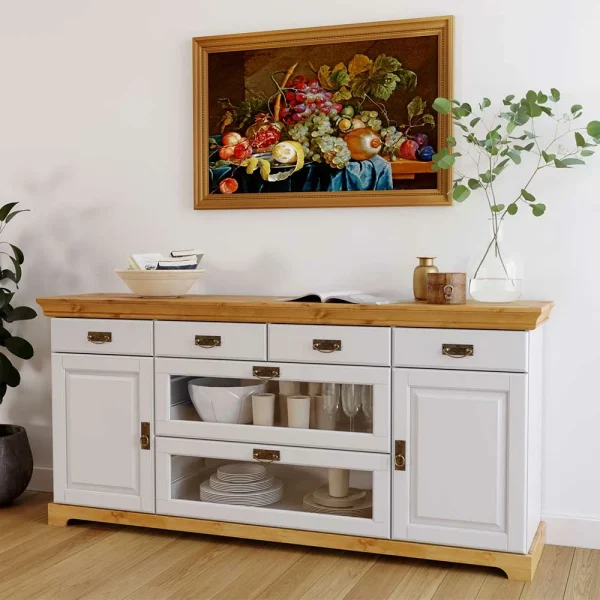 180x84x84 Moderne Anrichte In Weiß & Honig – Brasivon 3
