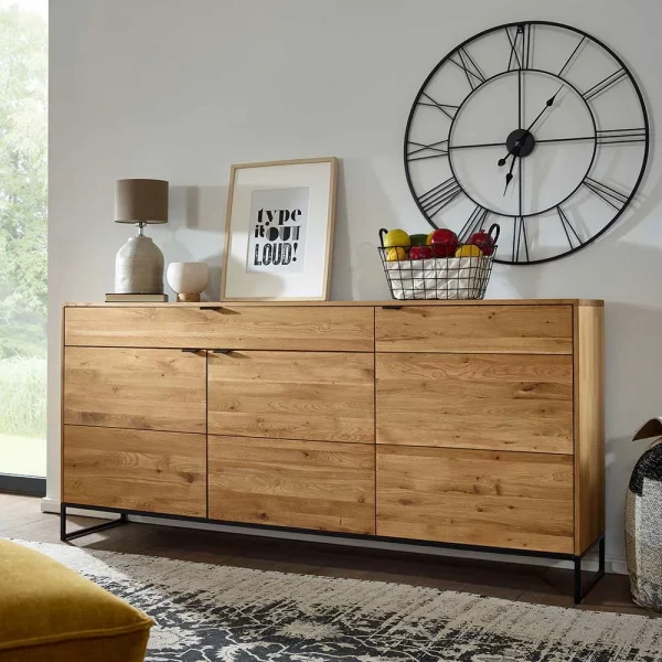 180x85x40 Wildeiche Sideboard 3-türig & Schublade – Varzado 3