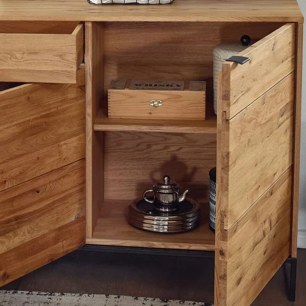 180x85x40 Wildeiche Sideboard 3-türig & Schublade – Varzado 6
