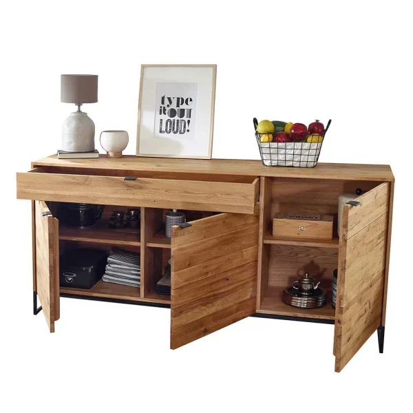 180x85x40 Wildeiche Sideboard 3-türig & Schublade – Varzado 7