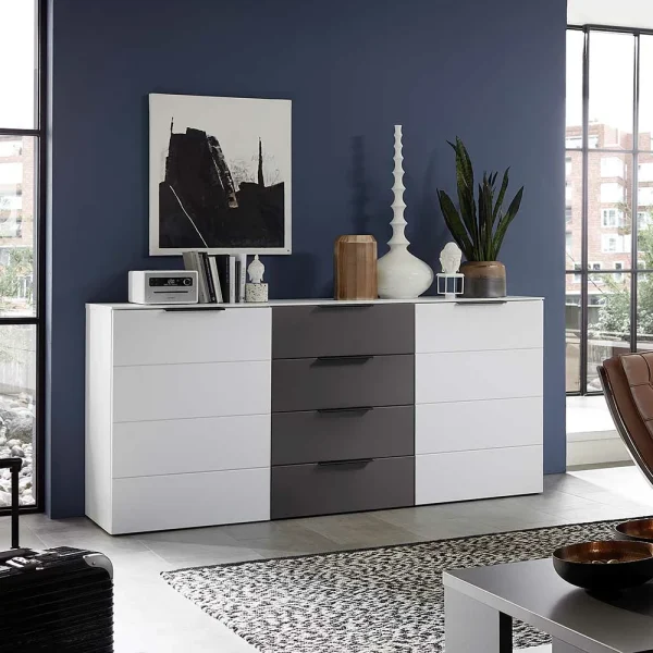 180x91x45 Anrichte In Weiß & Grau MDF – Risov 3