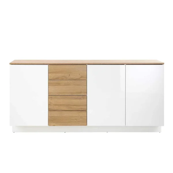 181x85x43 Wohnzimmer Schrank In Weiß Glanz & Wildeiche – Dailin II 4