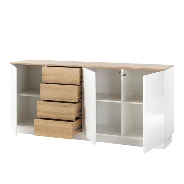 181x85x43 Wohnzimmer Schrank In Weiß Glanz & Wildeiche – Dailin II 5