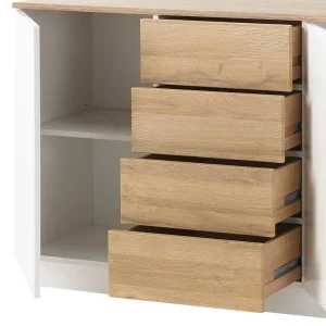 181x85x43 Wohnzimmer Schrank In Weiß Glanz & Wildeiche – Dailin II 16