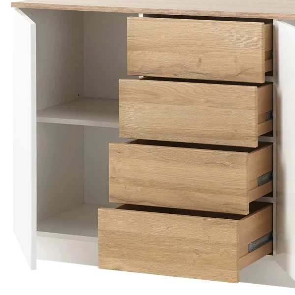 181x85x43 Wohnzimmer Schrank In Weiß Glanz & Wildeiche – Dailin II 6