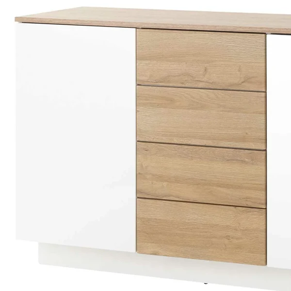 181x85x43 Wohnzimmer Schrank In Weiß Glanz & Wildeiche – Dailin II 7