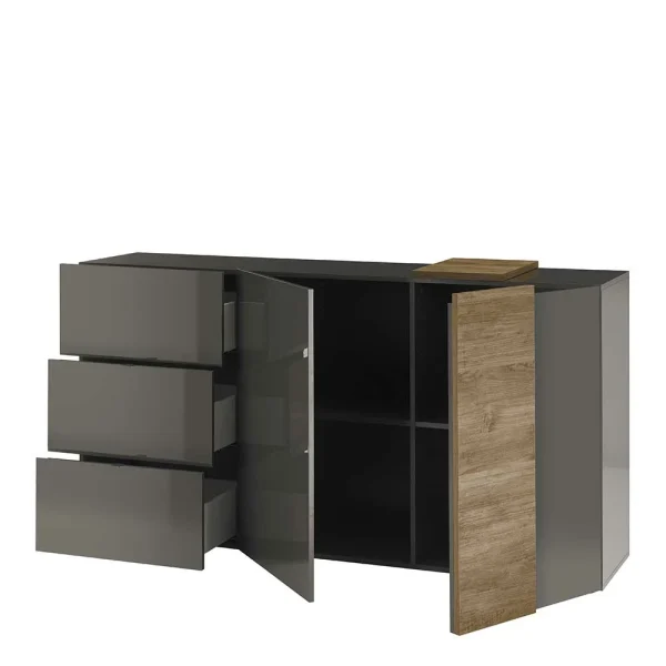 181x94x44 Hochglanz Kombi-Kommode In Grau – Eracosta 5