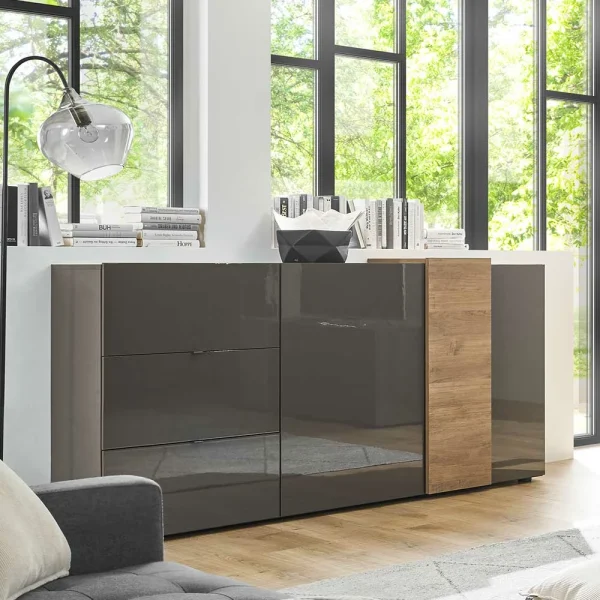 181x94x44 Hochglanz Kombi-Kommode In Grau – Eracosta 6