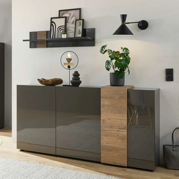 181x94x44 Hochglanz Sideboard In Dunkelgrau – Eracosta 4