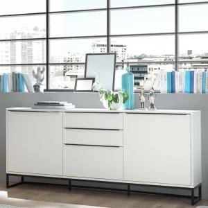 184x85x40 Sideboard In Weiß Mit Schwarz – Enkraja 10