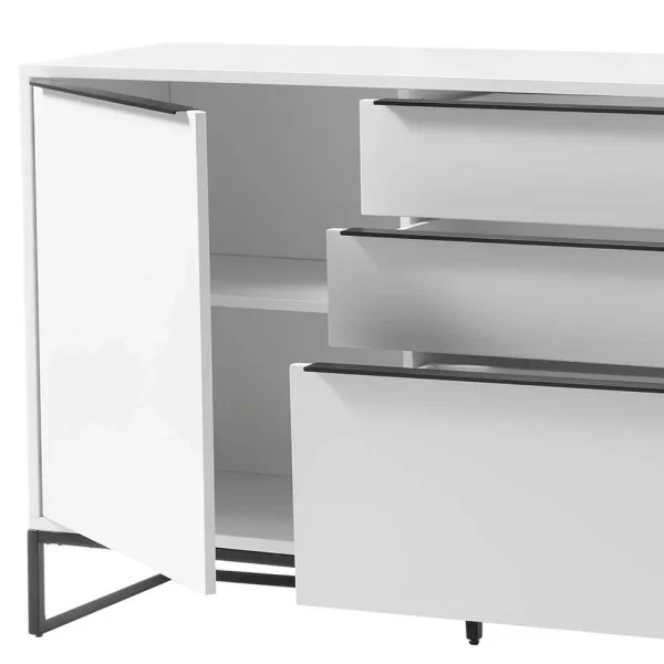 184x85x40 Sideboard In Weiß Mit Schwarz – Enkraja 6