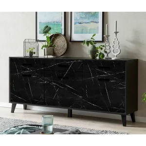 186x85x40 Sideboard In Marmoroptik Schwarz – Jaennos 12
