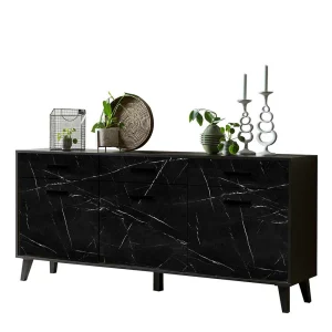 186x85x40 Sideboard In Marmoroptik Schwarz – Jaennos 16
