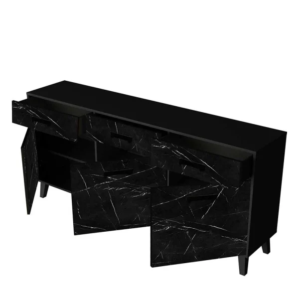 186x85x40 Sideboard In Marmoroptik Schwarz – Jaennos 7