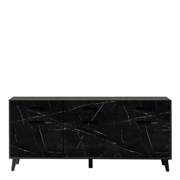 186x85x40 Sideboard In Marmoroptik Schwarz – Jaennos 1