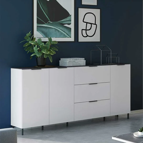 192x98x40 Große Anrichte In Weiß & Marmor – Mydenza 3