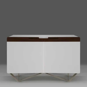 2-türige Design Kommode In Weiß & Nussbaum – Onesty 10