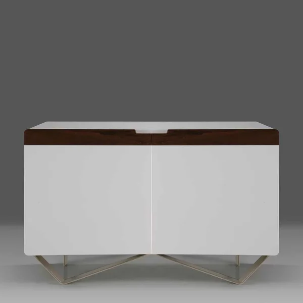 2-türige Design Kommode In Weiß & Nussbaum – Onesty 3