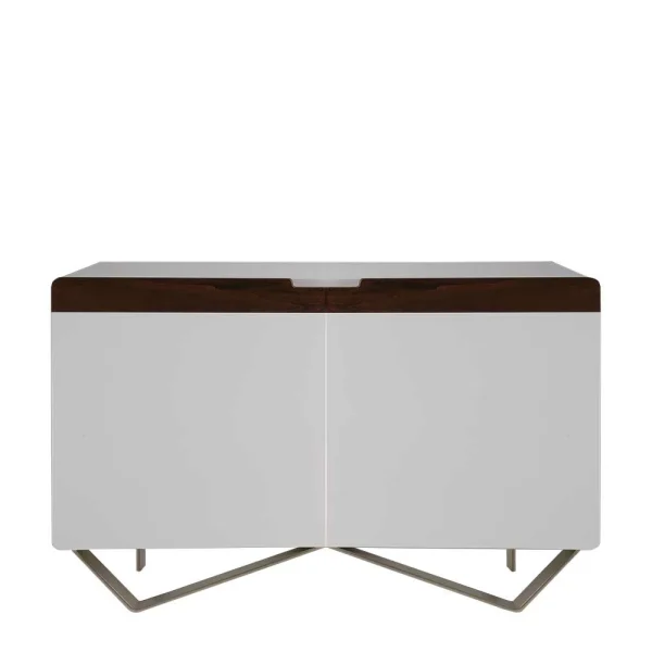 2-türige Design Kommode In Weiß & Nussbaum – Onesty 1