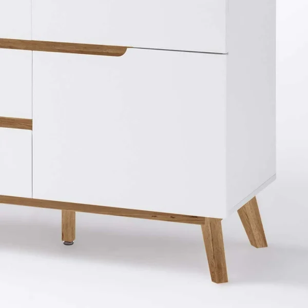 2-türige Retro Kommode Mit 5 Schubladen Flacon In Weiß 7