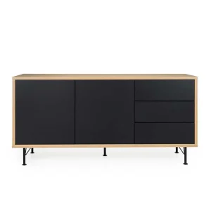 2-türiges Sideboard Mit 3 Schubladen Chicron In Schwarz & Eiche 10