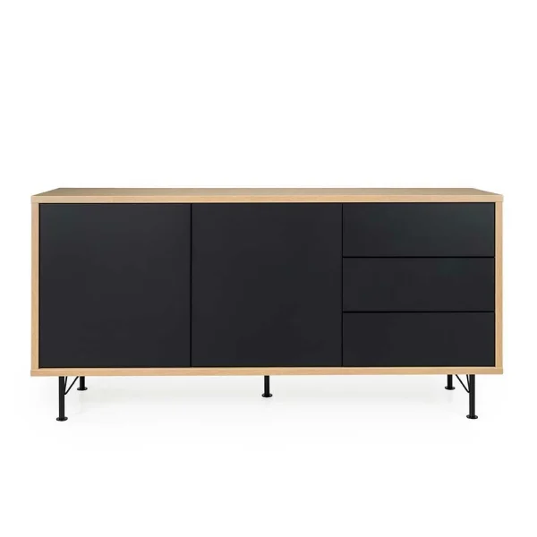 2-türiges Sideboard Mit 3 Schubladen Chicron In Schwarz & Eiche 3