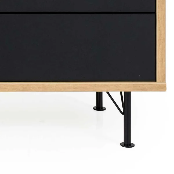 2-türiges Sideboard Mit 3 Schubladen Chicron In Schwarz & Eiche 5