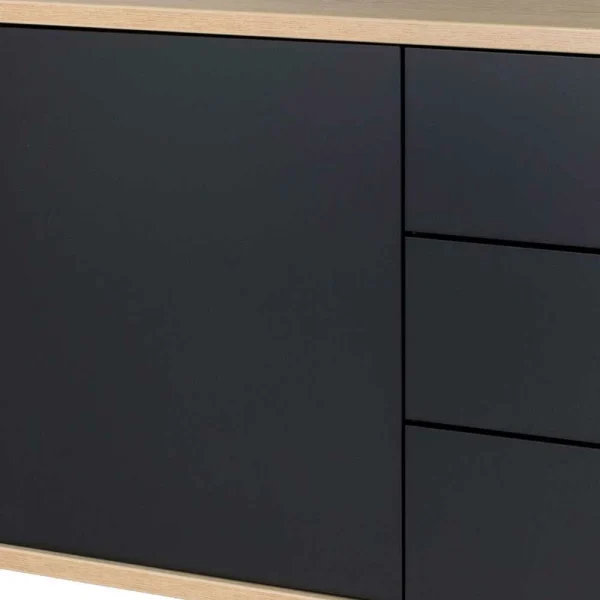 2-türiges Sideboard Mit 3 Schubladen Chicron In Schwarz & Eiche 7