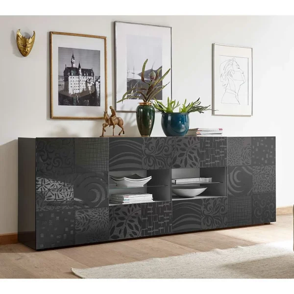 241x84x42 Hochglänzendes Sideboard In Grau – Ipatal 3