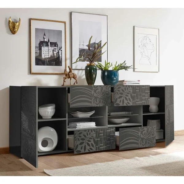 241x84x42 Hochglänzendes Sideboard In Grau – Ipatal 4
