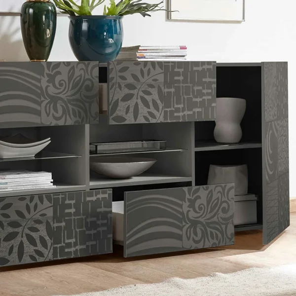 241x84x42 Hochglänzendes Sideboard In Grau – Ipatal 5