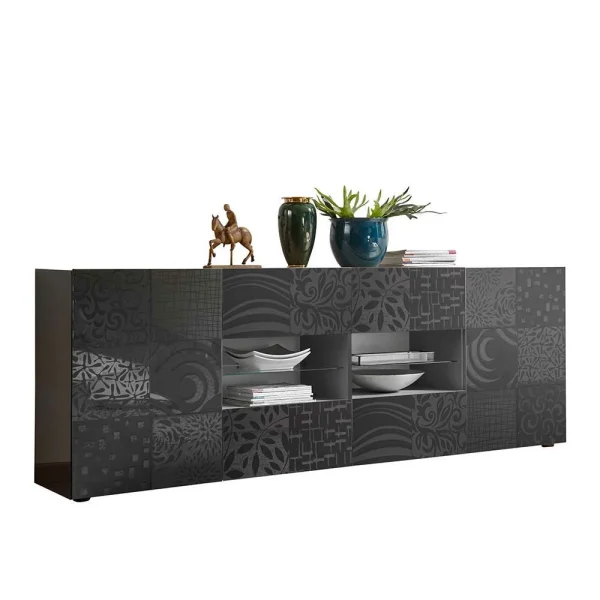 241x84x42 Hochglänzendes Sideboard In Grau – Ipatal 1