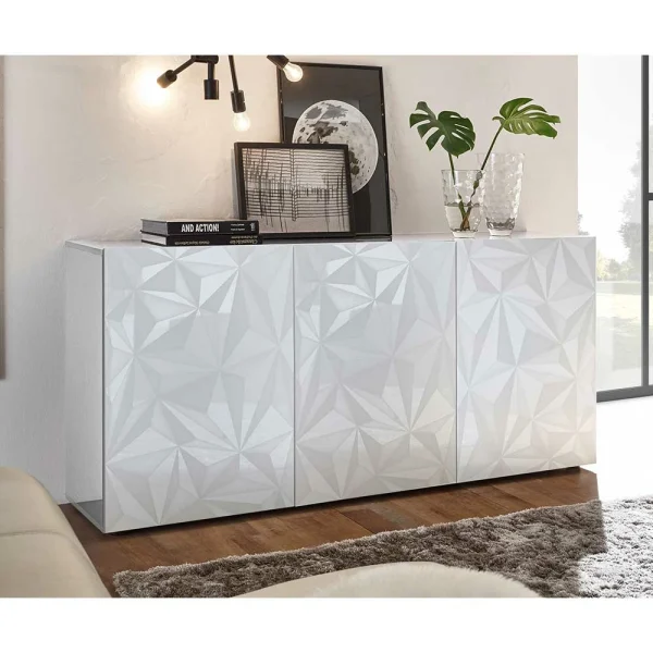 3 Türen Sideboard In Hochglanz Weiß Lackiert – Vovasoma 3