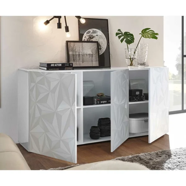 3 Türen Sideboard In Hochglanz Weiß Lackiert – Vovasoma 4