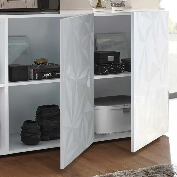 3 Türen Sideboard In Hochglanz Weiß Lackiert – Vovasoma 5