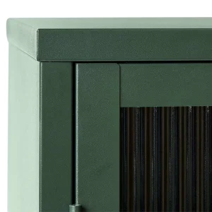 3-türige Stahl Kommode In Dunkelgrün Mit Glas – Mela 18