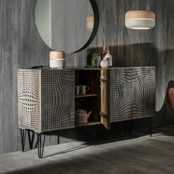 3-türiges Design Sideboard In Mangobaum Grey Wash – Escoba 4