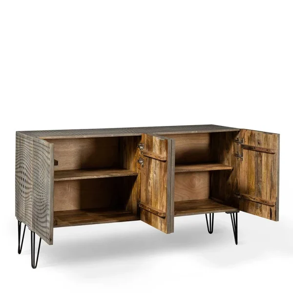 3-türiges Design Sideboard In Mangobaum Grey Wash – Escoba 5