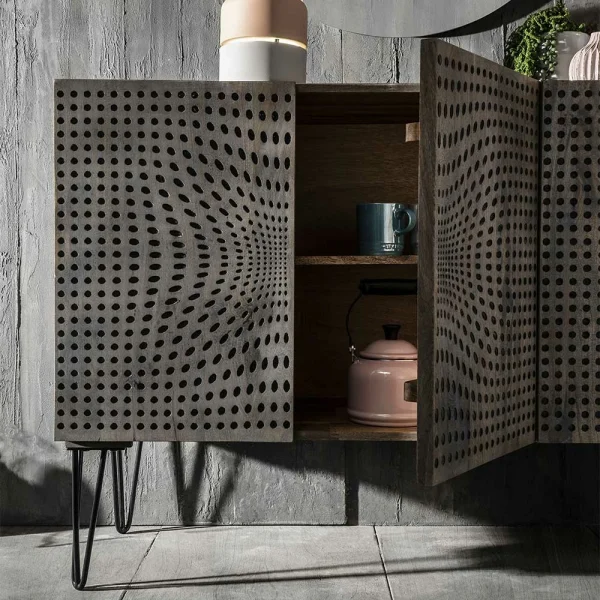 3-türiges Design Sideboard In Mangobaum Grey Wash – Escoba 6