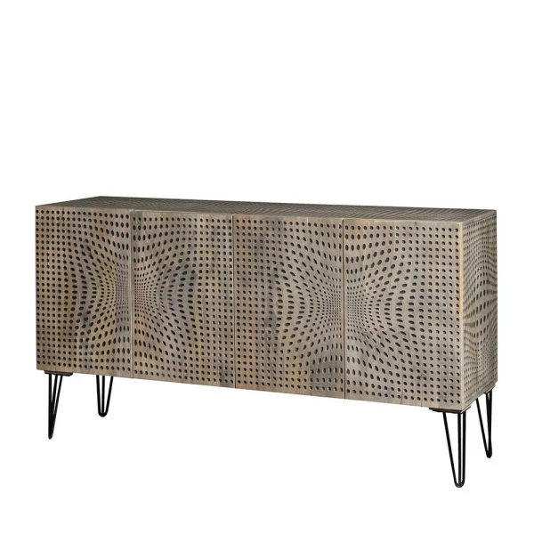 3-türiges Design Sideboard In Mangobaum Grey Wash – Escoba 1
