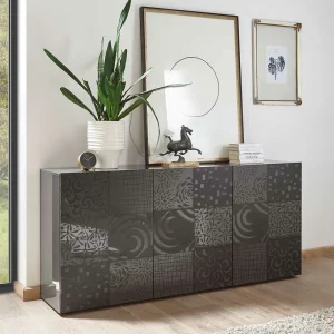 3-türiges Sideboard In Grau Glanz Lackiert – Ipatal 9
