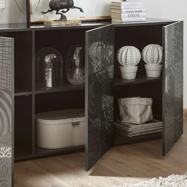 3-türiges Sideboard In Grau Glanz Lackiert – Ipatal 5