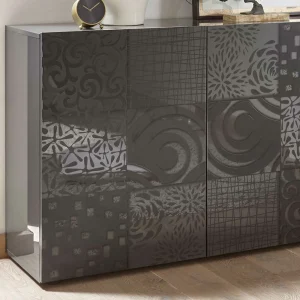 3-türiges Sideboard In Grau Glanz Lackiert – Ipatal 15