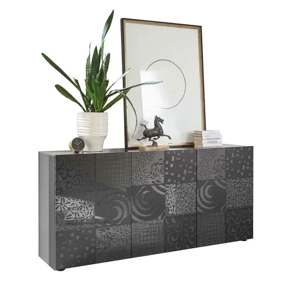 3-türiges Sideboard In Grau Glanz Lackiert – Ipatal 1