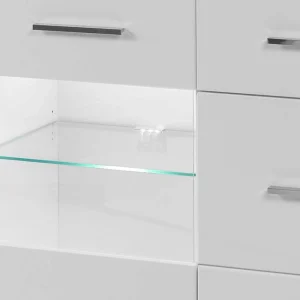 3-türiges Sideboard In Hochglanz Weiß & Glas Yulis Mit 2 Schubladen 14
