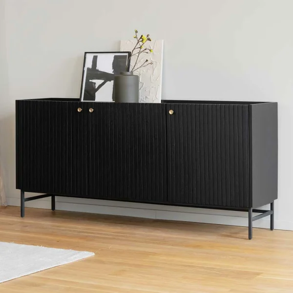 3-türiges Sideboard In Schwarz – Hemorian 4