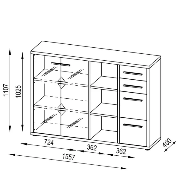 Arbeitszimmer Sideboard Mit 2 Türen & 3 Fächern – Tederana 7