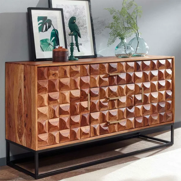 Design Holz Sideboard Mit Bügelgestell – Rusty 3