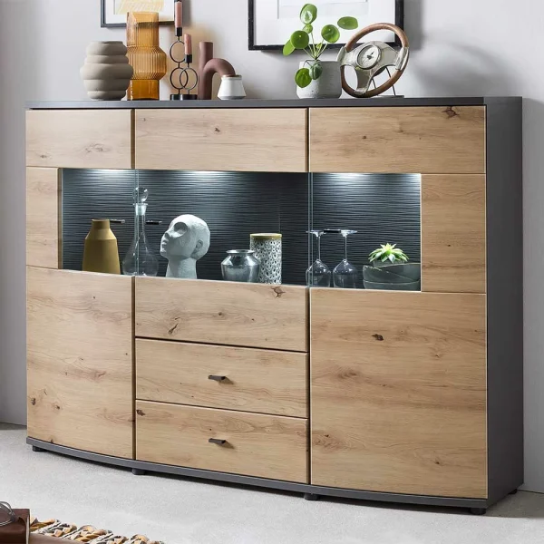 Design Sideboard Mit Glaseinsatz – Lyneka 3