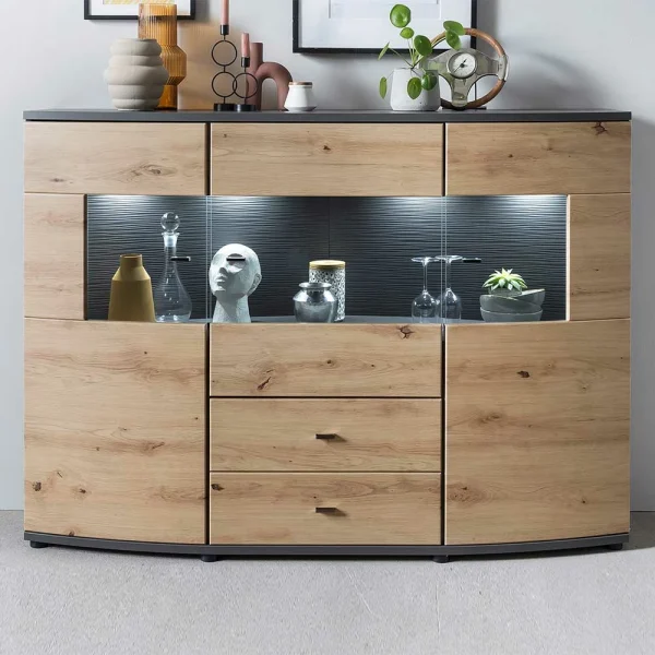 Design Sideboard Mit Glaseinsatz – Lyneka 4
